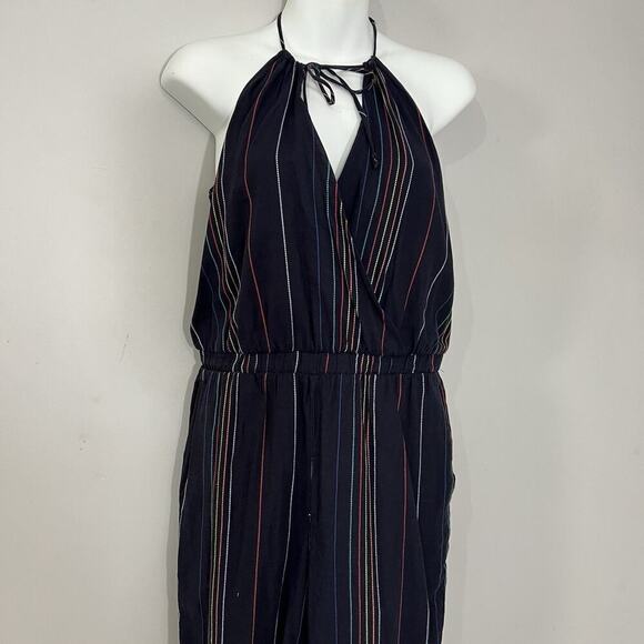 Dolan Anthropologie Hipster Boho Rainbow Striped Halter Jumpsuit Romper USA Made - Picture 8 of 14